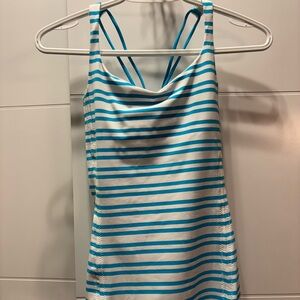 Lululemon Athletica Blue and White Striped Tank Top